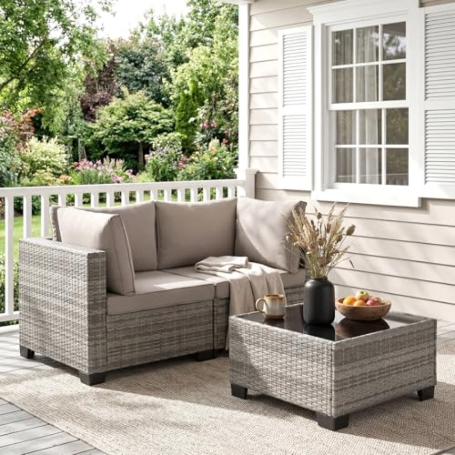 Outdoor Furniture Loveseat - مجموعة أثاث خارجي من الخيزران، أريكة
