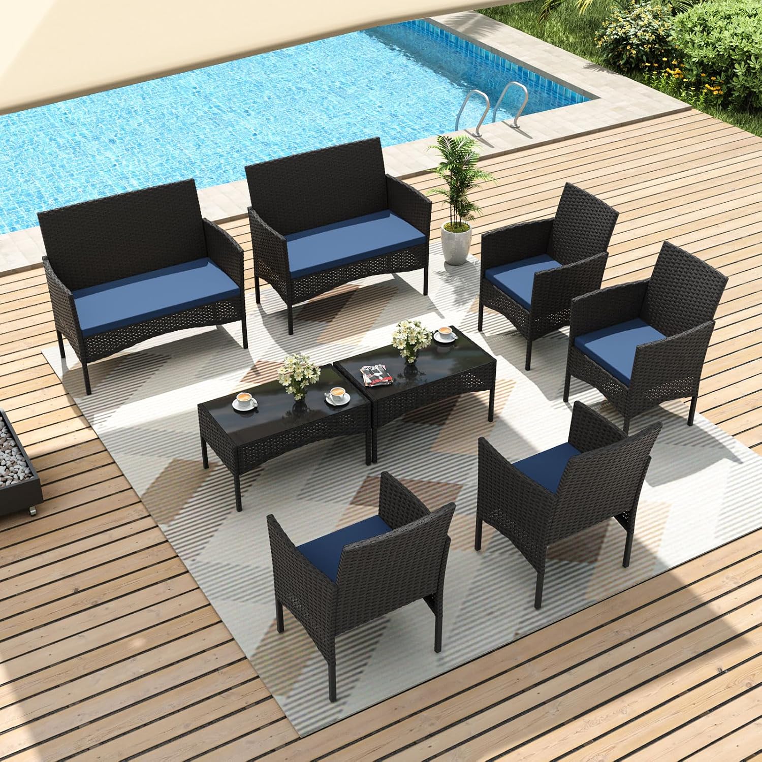 Outdoor Furniture Loveseat - طقم أثاث خارجي مكون من 8
