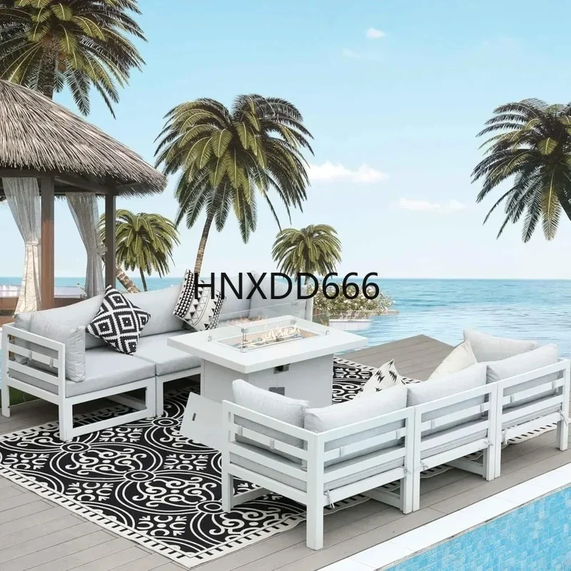 Outdoor Furniture And Fire Pit - طقم جلوس خارجي من الألومنيوم مكون