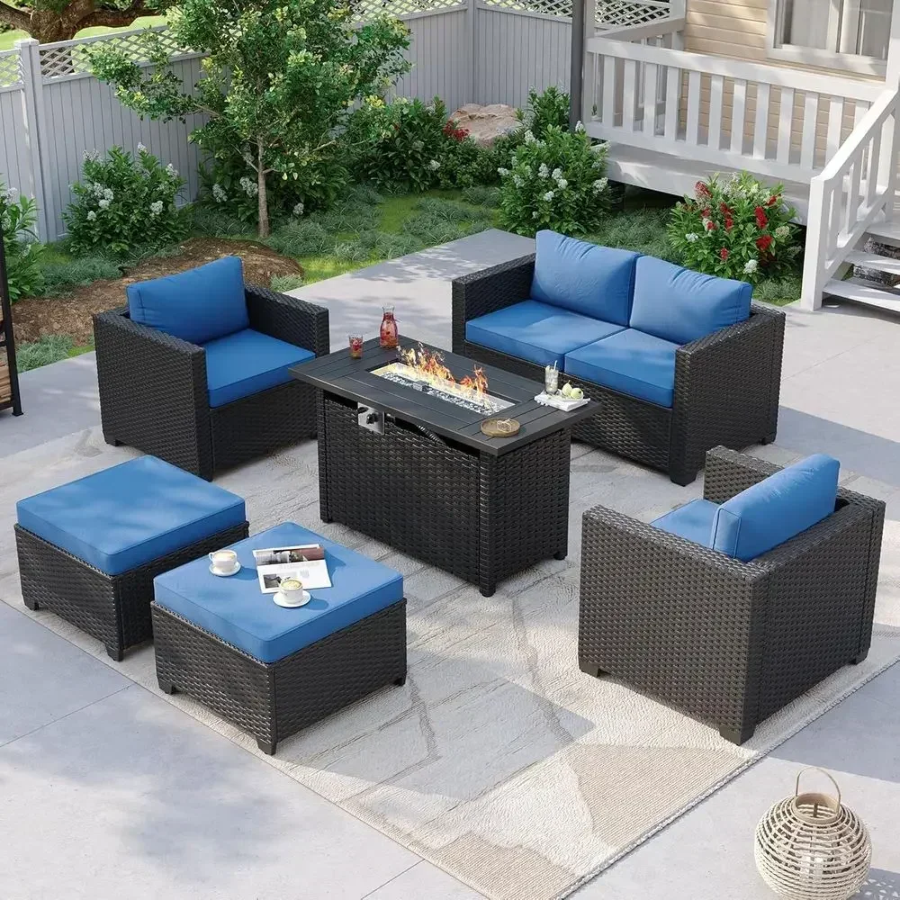 Outdoor Furniture And Fire Pit - طقم أثاث خارجي لـ 6 أشخاص