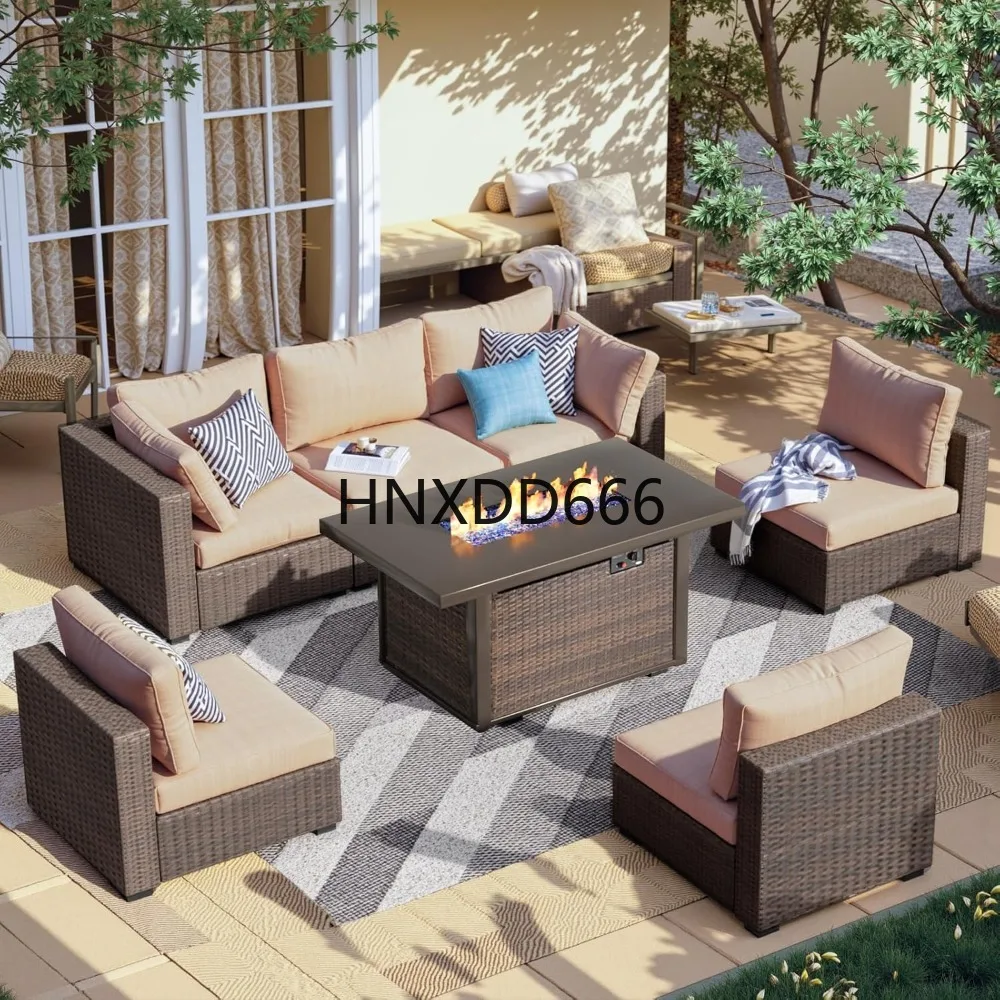 Outdoor Furniture And Fire Pit - طقم أثاث فناء مكون من 7