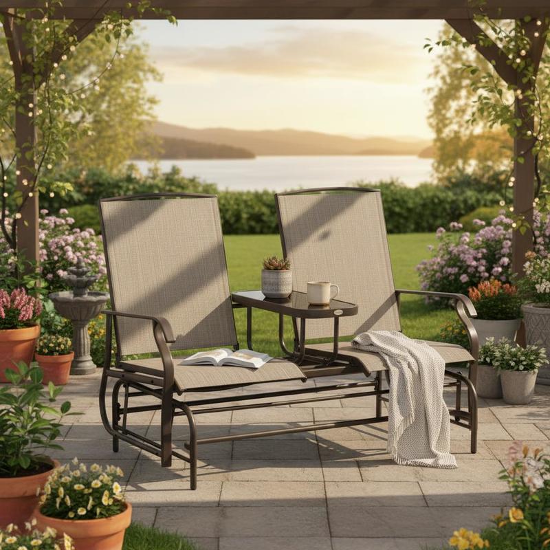 Outdoor Furniture Loveseat - كرسي هزاز لشخصين للاستخدام الخارجي، مقعد
