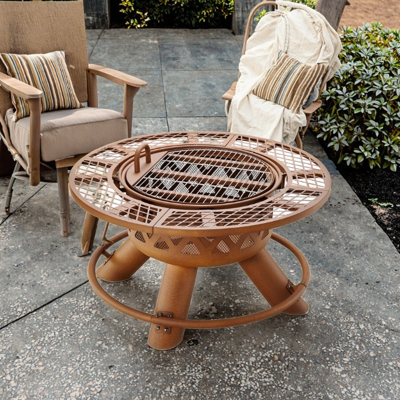 Outdoor Furniture And Fire Pit - مجموعة شواء وتدفئة خارجية حديثة لعام