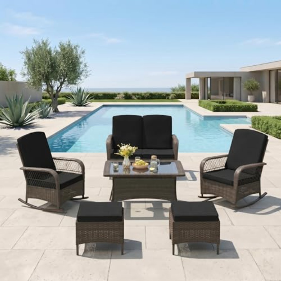 Outdoor Furniture Loveseat - طقم أثاث فناء خارجي من الراتان،