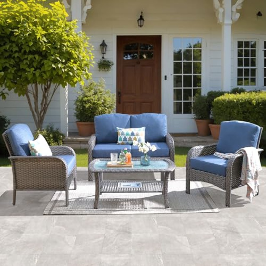 Outdoor Furniture Loveseat - طقم أثاث فناء مكون من 4