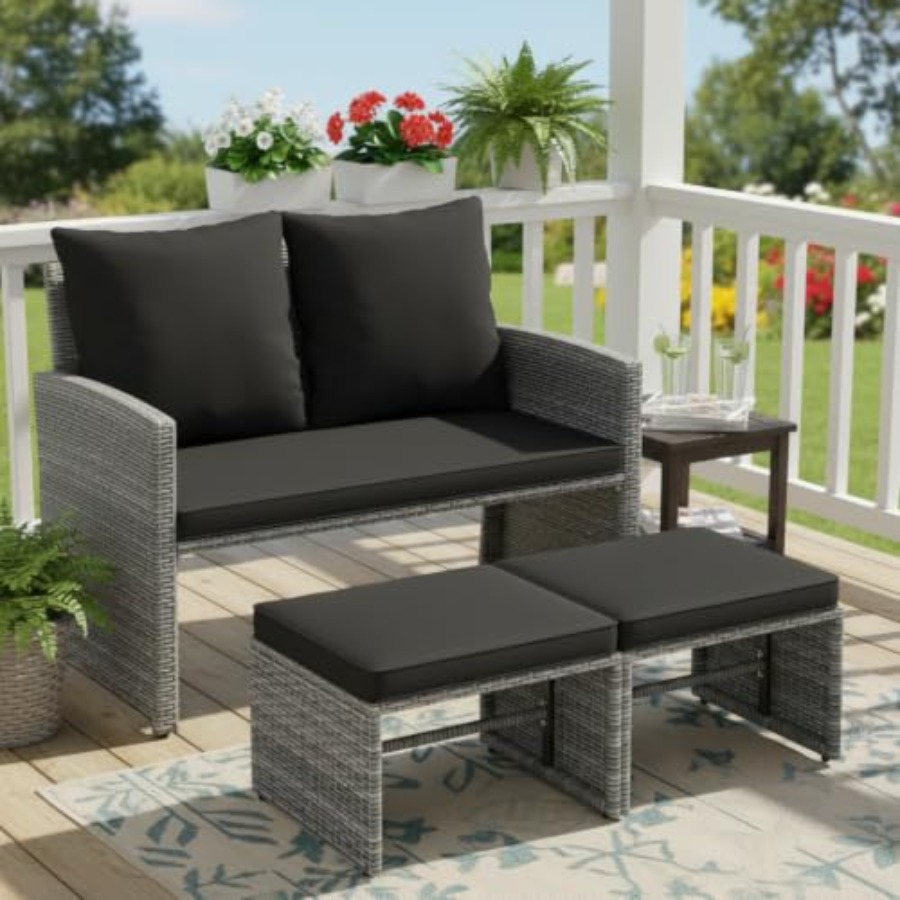 Outdoor Furniture Loveseat - أريكة خارجية مزدوجة مع 2 مسند