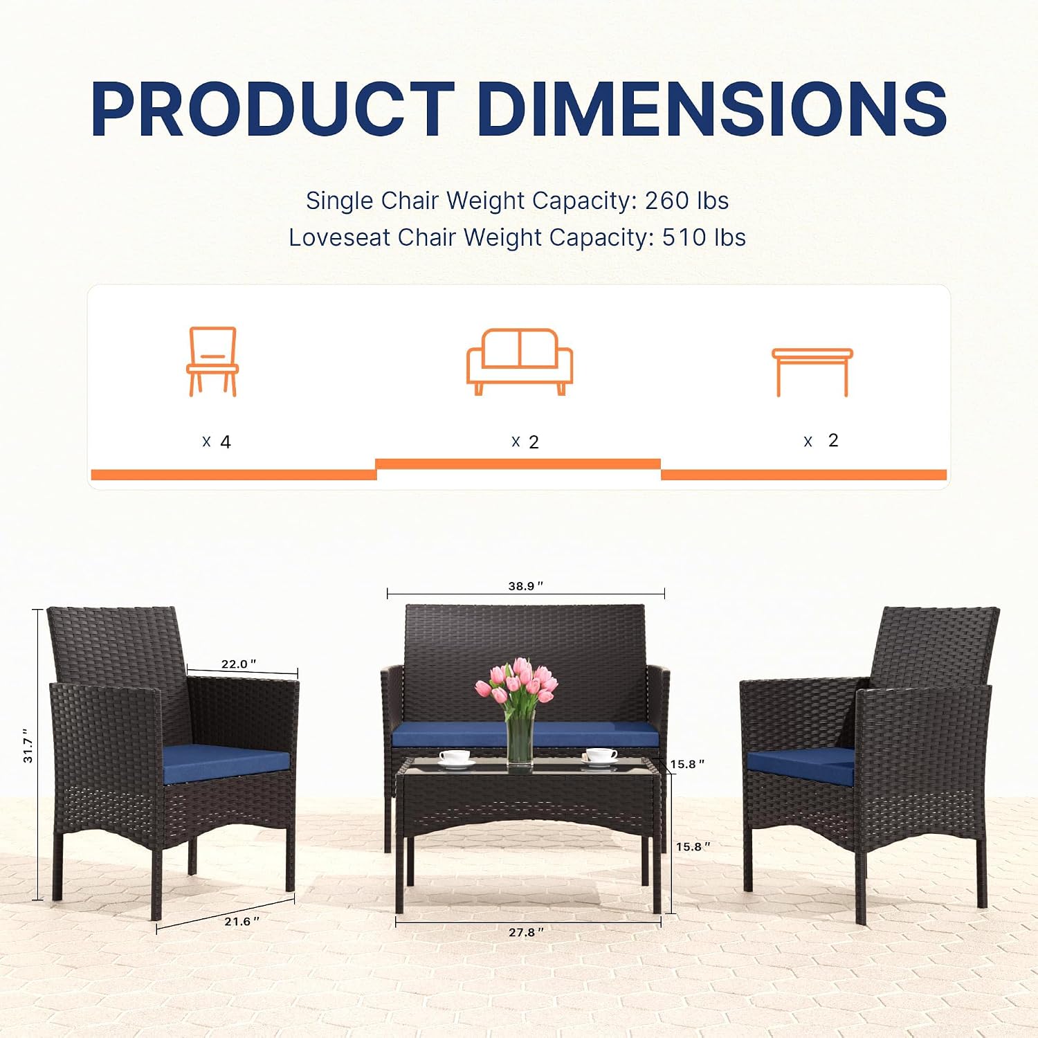 طقم أثاث خارجي مكون من 8 قطع،  - مراجعة Outdoor Furniture Loveseat وسعره