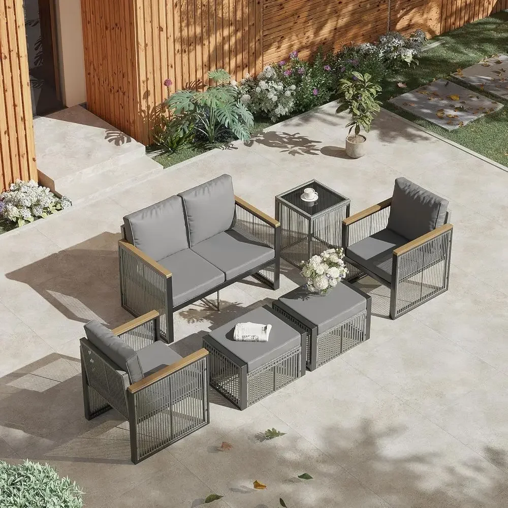 طقم أثاث خارجي رمادي مكون من 6 - مراجعة Outdoor Furniture Loveseat وسعره