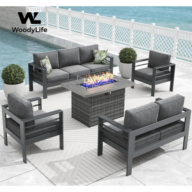 طقم أثاث حدائق حديث من الألومن - مراجعة Outdoor Furniture And Fire Pit وسعره