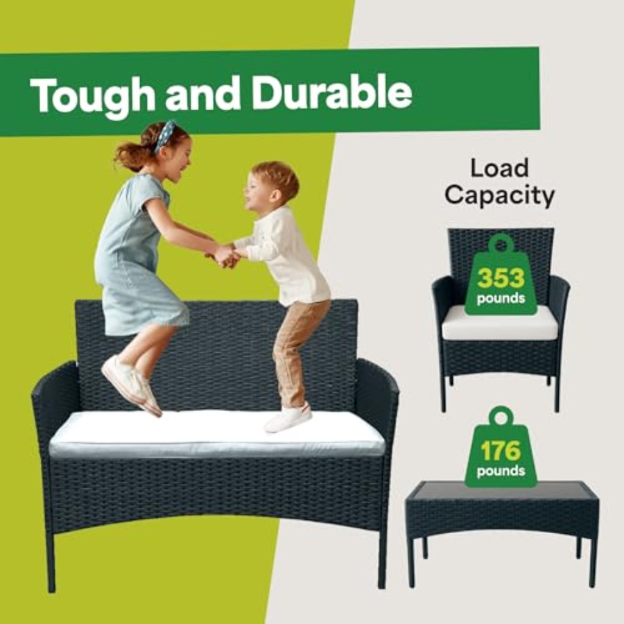 طقم أثاث خارجي مكون من 4 قطع - - مراجعة Outdoor Furniture Loveseat وسعره