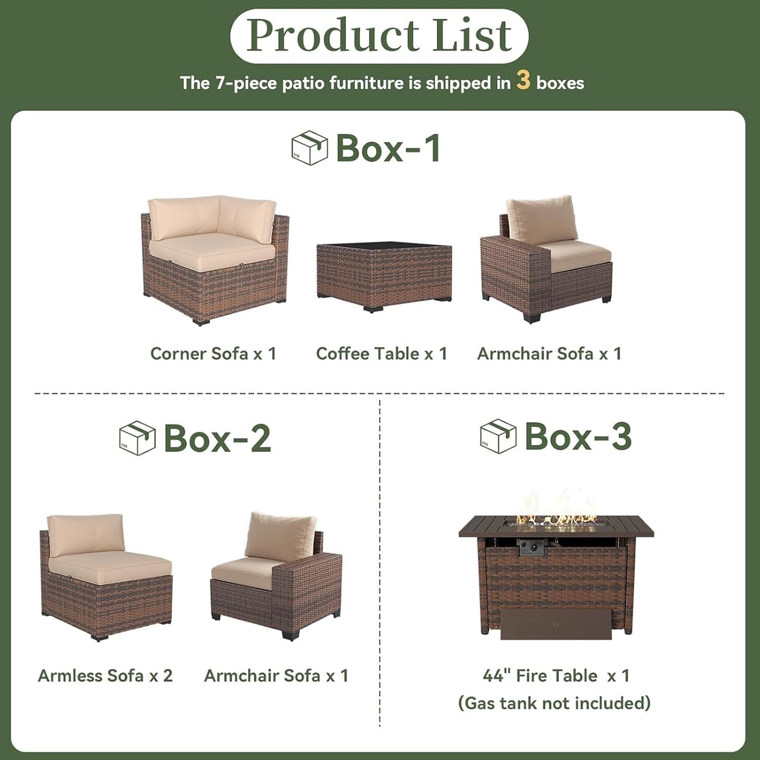 طقم أثاث فناء مكون من 7 قطع مع - مراجعة Outdoor Furniture And Fire Pit وسعره