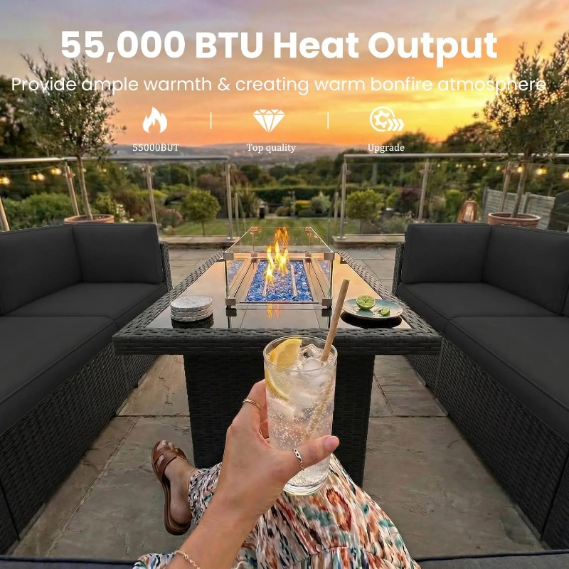 طقم أريكة من 8 قطع مصنوع من ال - مراجعة Outdoor Furniture And Fire Pit وسعره