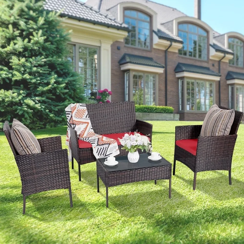 طقم مكون من 4 قطع من كراسي الخ - مراجعة Outdoor Furniture Loveseat وسعره