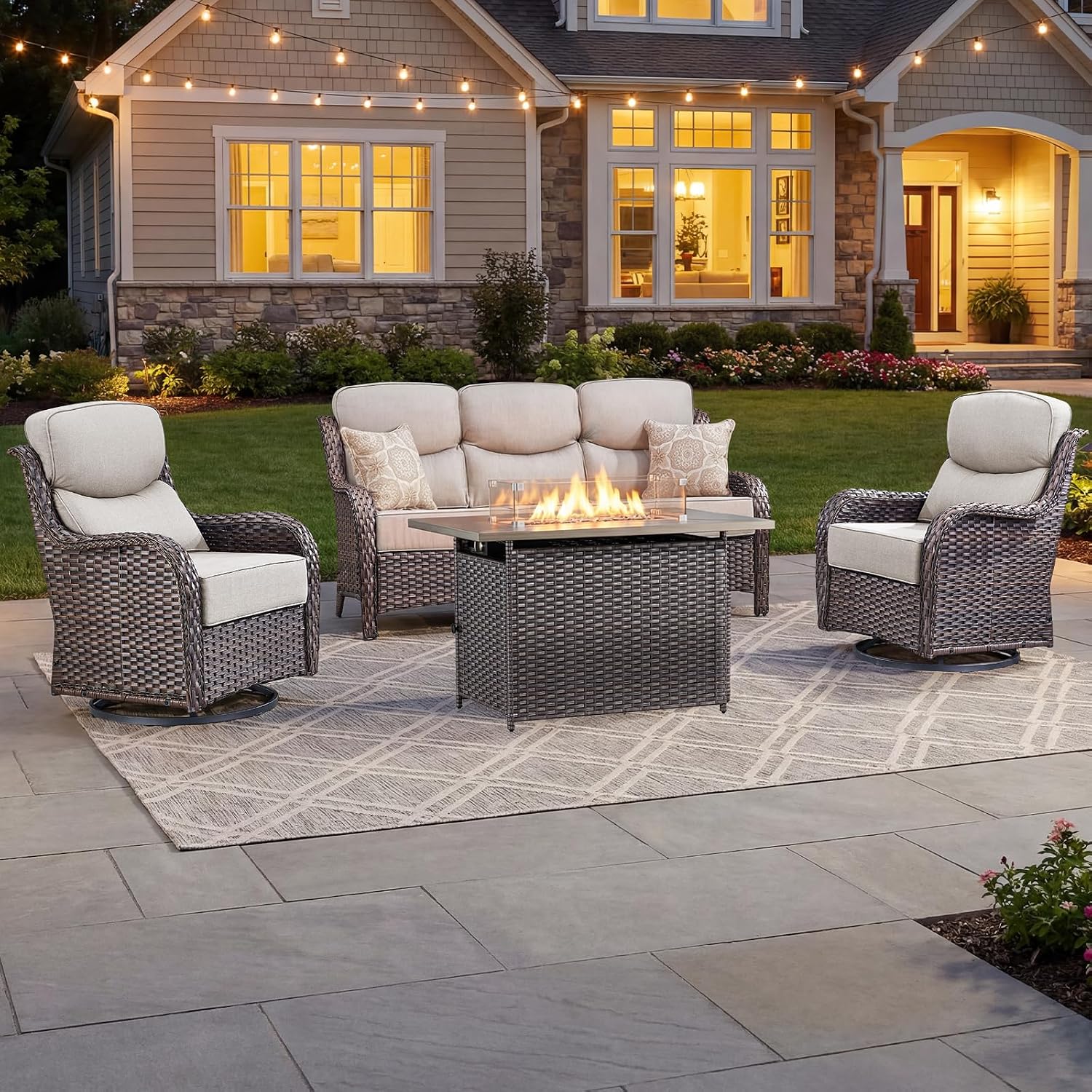 طقم أثاث فاخر للفناء الخارجي م - مراجعة Outdoor Furniture And Fire Pit وسعره