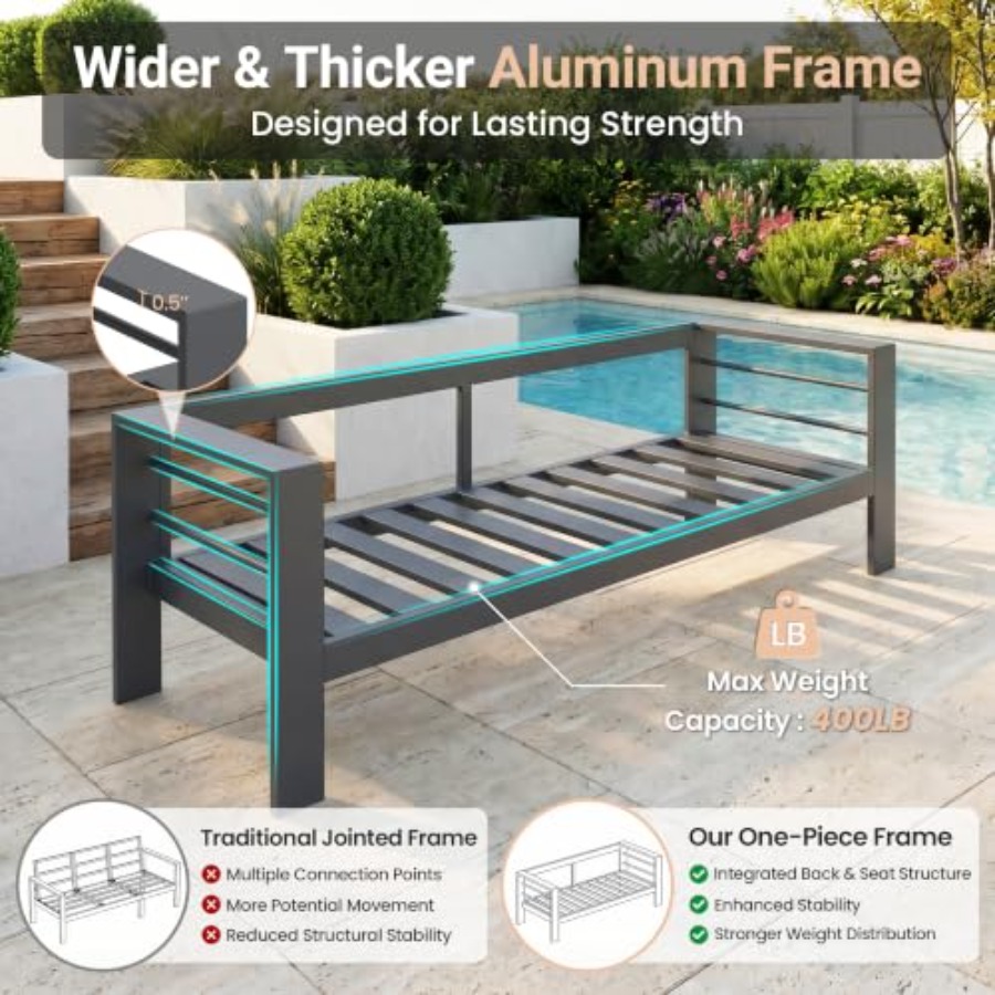 أريكة خارجية من الألومنيوم مع  - مراجعة Outdoor Furniture Loveseat وسعره