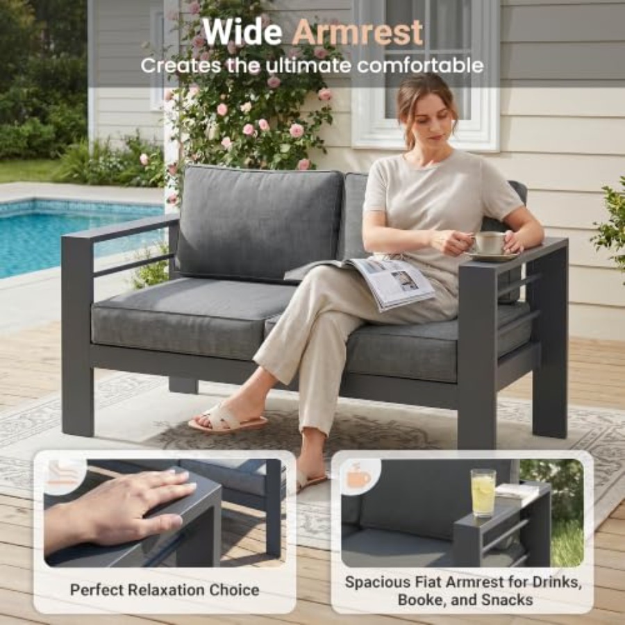أريكة خارجية من الألومنيوم مع  - مراجعة Outdoor Furniture Loveseat وسعره