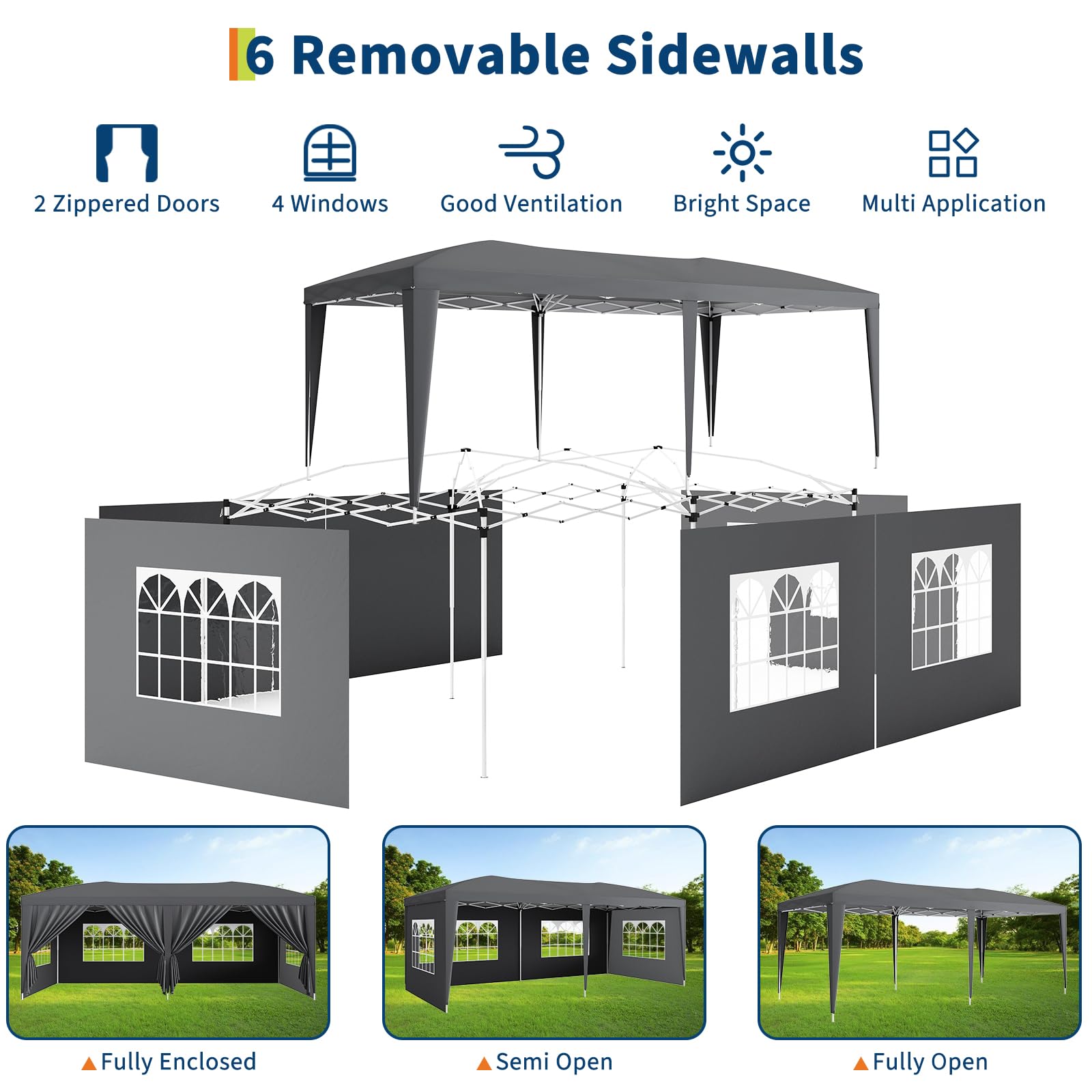 خيمة قابلة للطي 10×20 مع 6 جدر - مراجعة Gazebo Pop Up وسعره