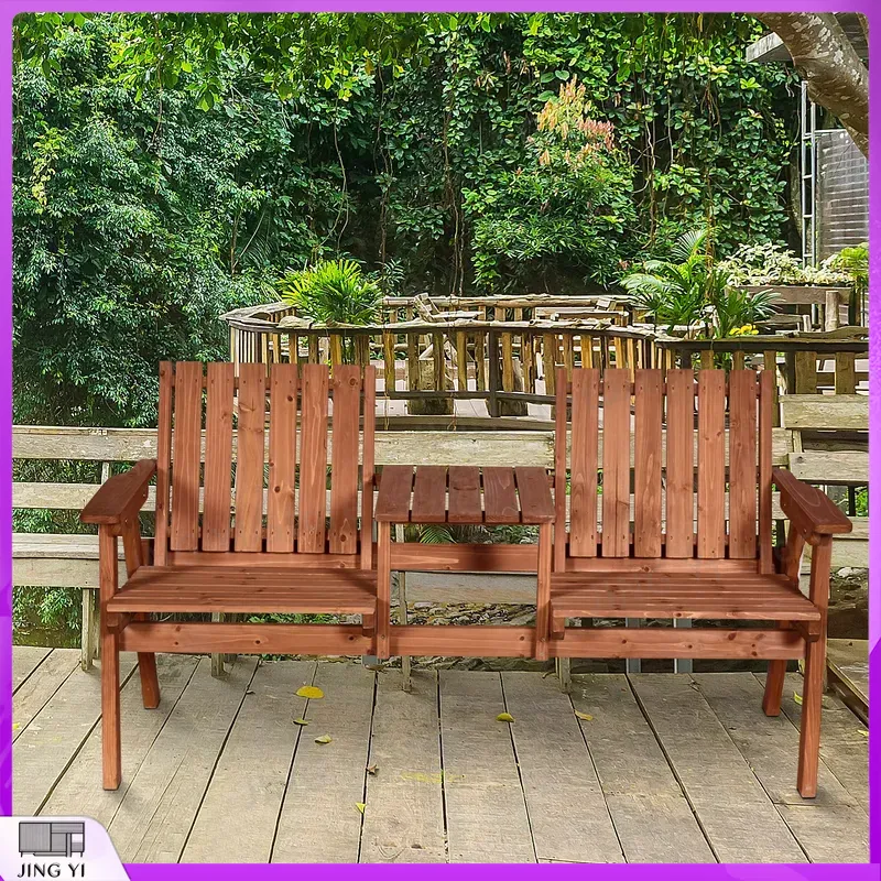 مقعد حديقة خشبي لشخصين مع طاول - مراجعة Outdoor Furniture Loveseat وسعره