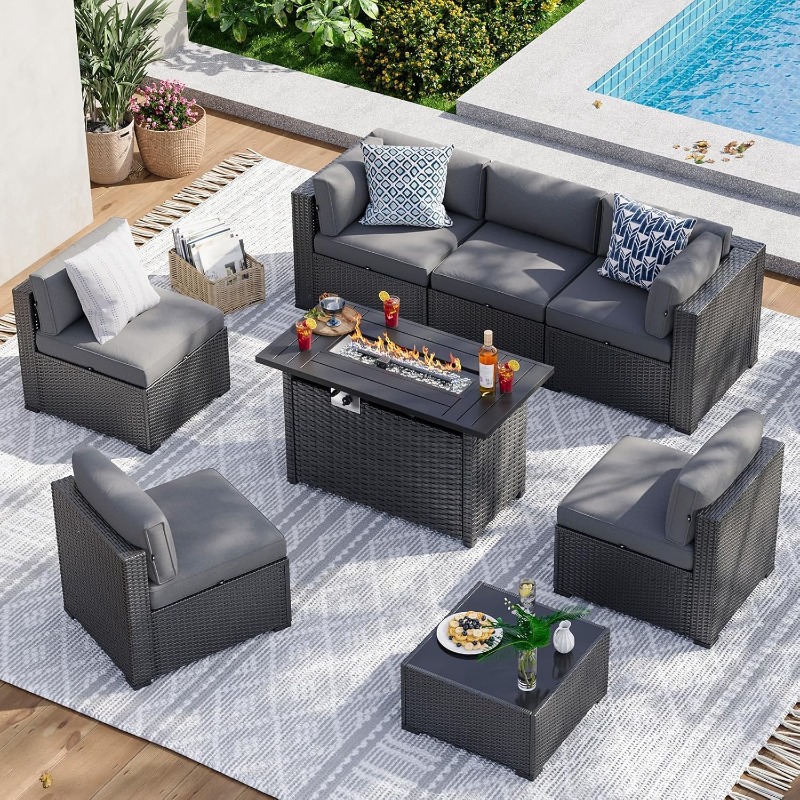 مجموعة أثاث الفناء من أوكسون م - مراجعة Outdoor Furniture And Fire Pit وسعره