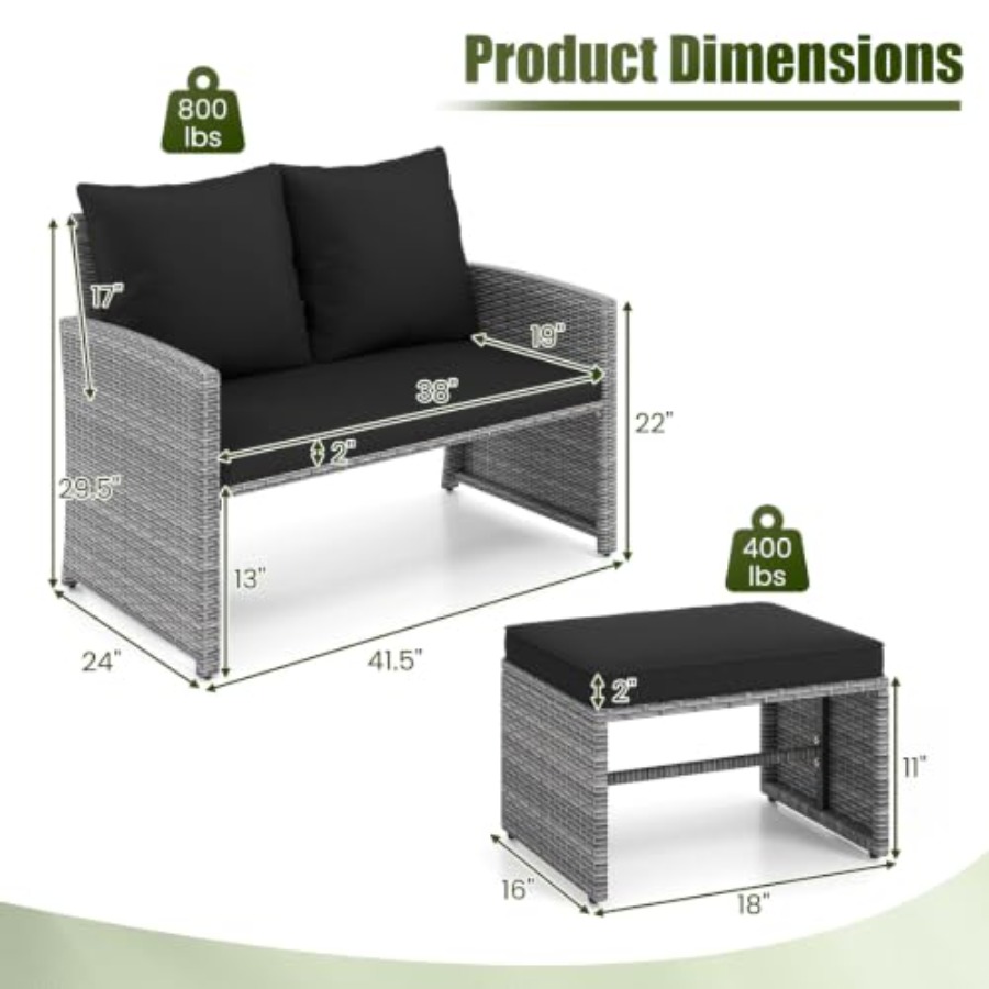 أريكة خارجية مزدوجة مع 2 مسند  - مراجعة Outdoor Furniture Loveseat وسعره